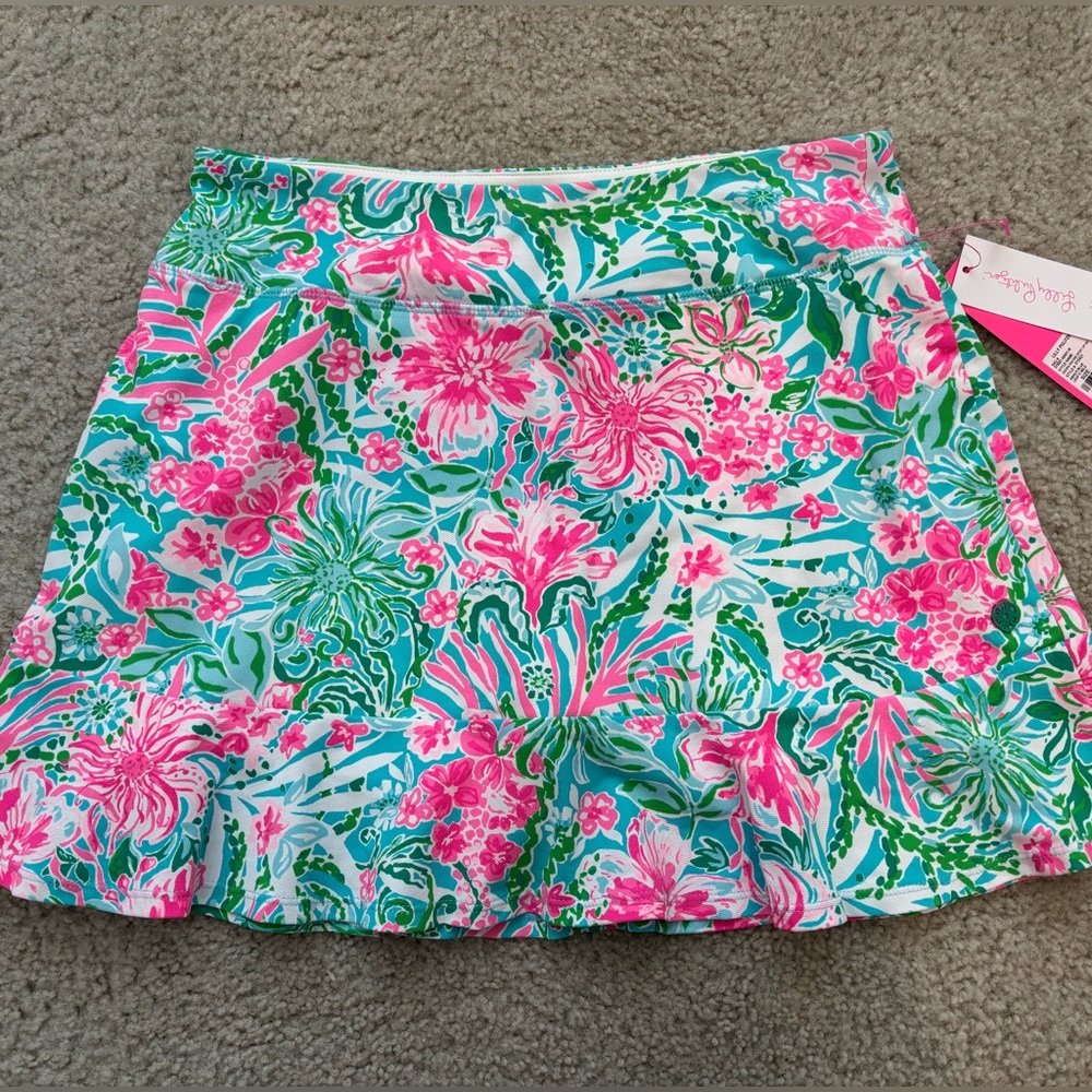 NWT Lilly Pulitzer Luxletic Zadora High Rise Skort M Amalfi Blue Leaf It Wild